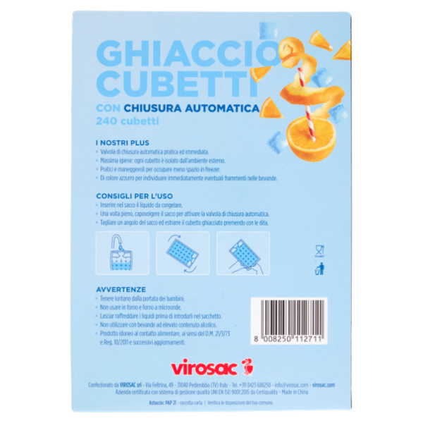 virosac Ghiaccio Cubetti con Chiusura Automatica 240 cubetti 10 pz