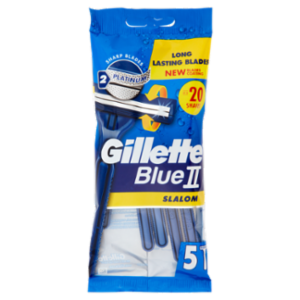 Gillette Blue II Slalom Rasoio Da Uomo Usa e Getta a 2 Lame Con Testina Oscillante 5 Rasoi
