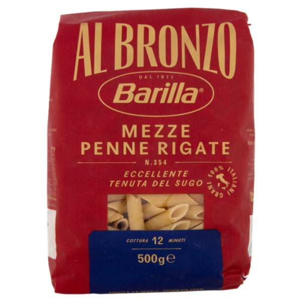 Barilla Al Bronzo Pasta Mezze Penne Rigate 500g