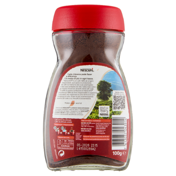 NESCAFÉ Classic Decaf Caffè Solubile Decaffeinato Barattolo 100g