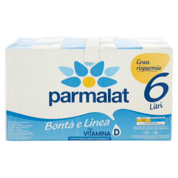 parmalat Bontà e Linea con Vitamina D Latte Parzialmente Scremato 6 x 1000 ml