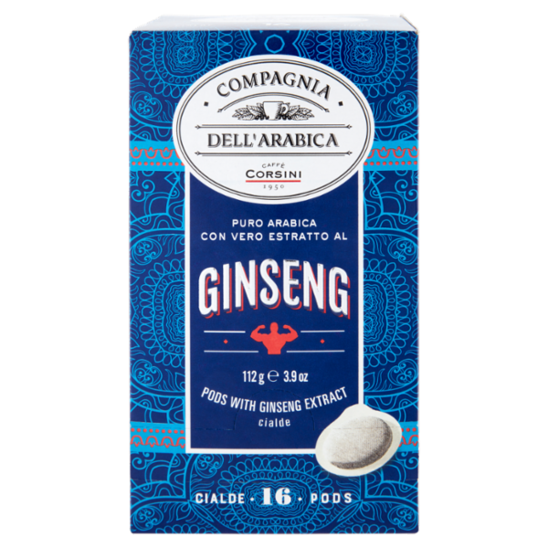Compagnia dell'Arabica Puro Arabica con Vero Estratto al Ginseng 16 Cialde 112 g