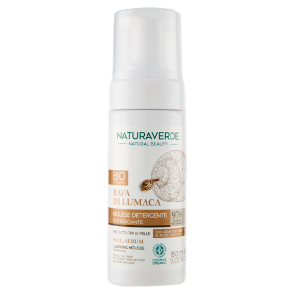 Naturaverde Natural Beauty Bio Bava di Lumaca Mousse Detergente Rinfrescante 150 ml