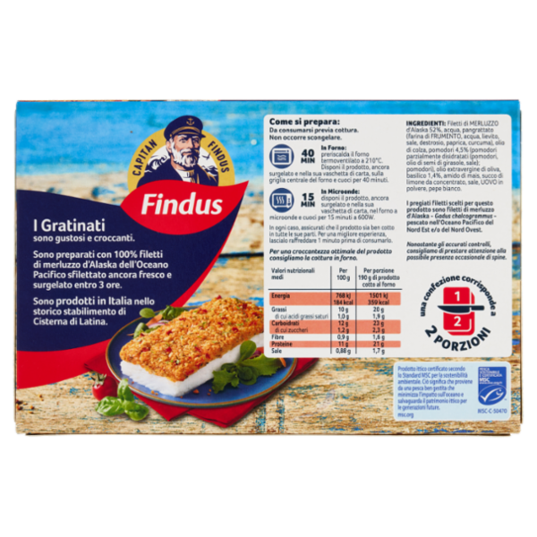 Capitan Findus I Gratinati Merluzzo con Pomodoro e Basilico 380 g