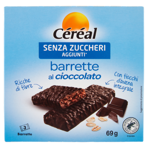 Céréal Senza Zuccheri Aggiunti* Barrette al Cioccolato, con Fiocchi di Avena Integrale - 69g