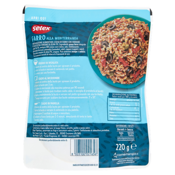 Selex Cereali Cotti a Vapore Farro alla Mediterranea 220 g