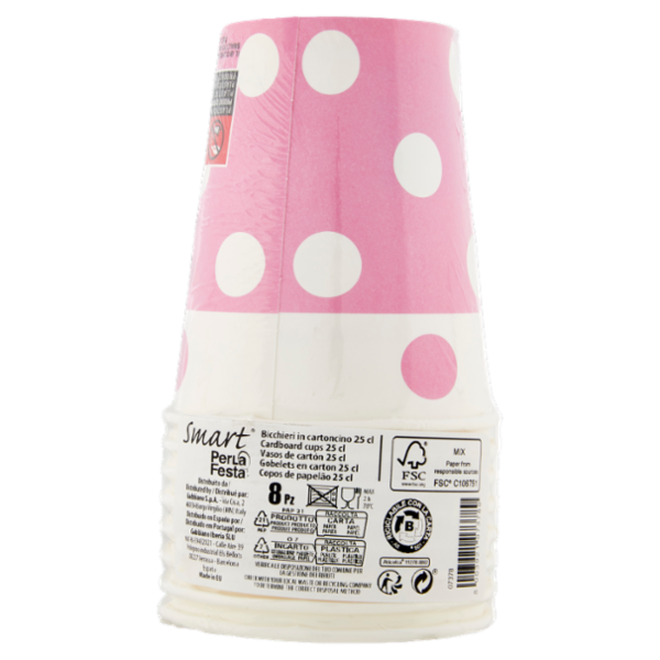 Smart PerLa Festa Bicchieri in cartoncino 25 cl 8 pz