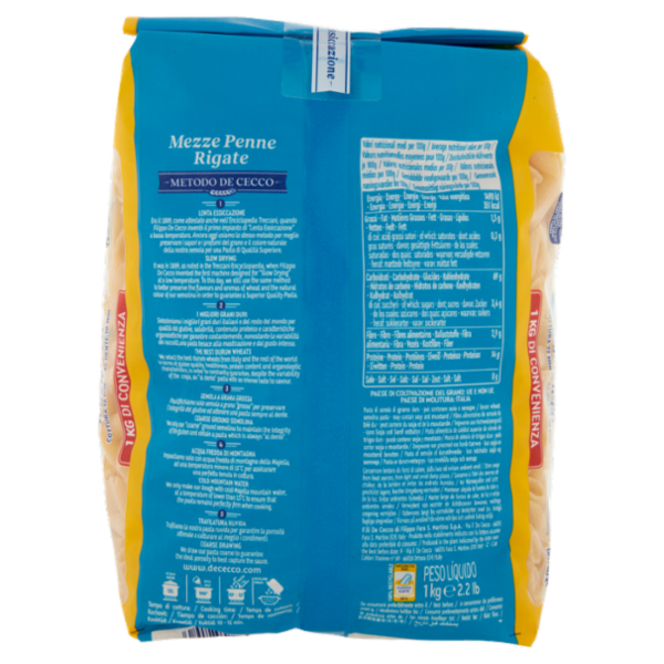 De Cecco Mezze Penne Rigate n°141 1 kg