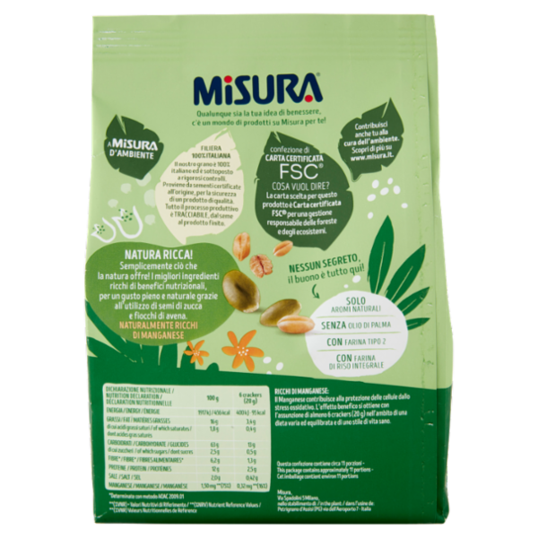 Misura Natura Ricca Cereali e Semi di Zucca Crackers 230 g