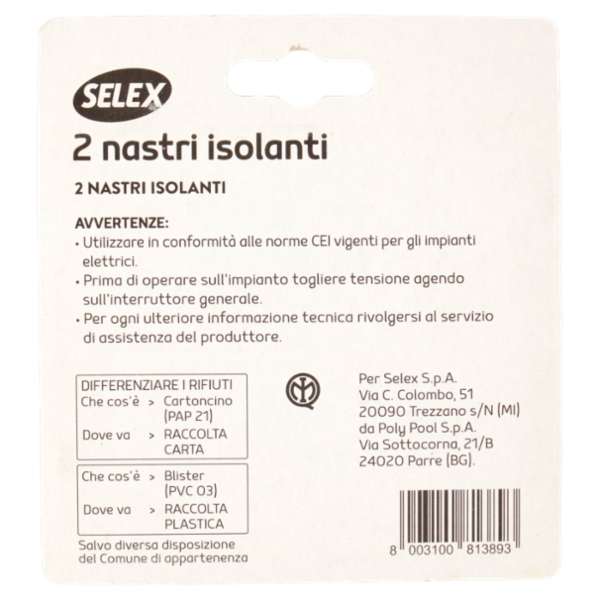 Selex Nastro Isolante 15 mm x 10 m Nero e Grigio