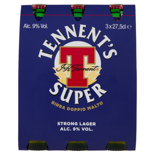 TENNENT'S SUPER Birra strong lager doppio malto bottiglia 3x27,5cl