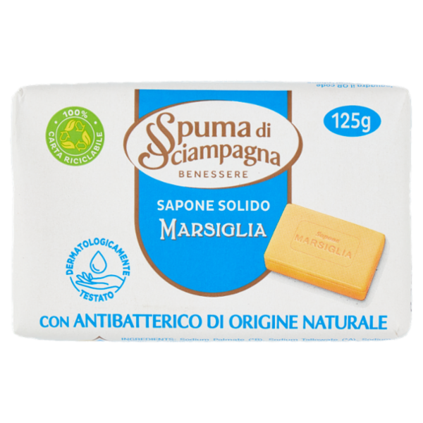 Spuma di Sciampagna Benessere Sapone Solido Marsiglia 125 g