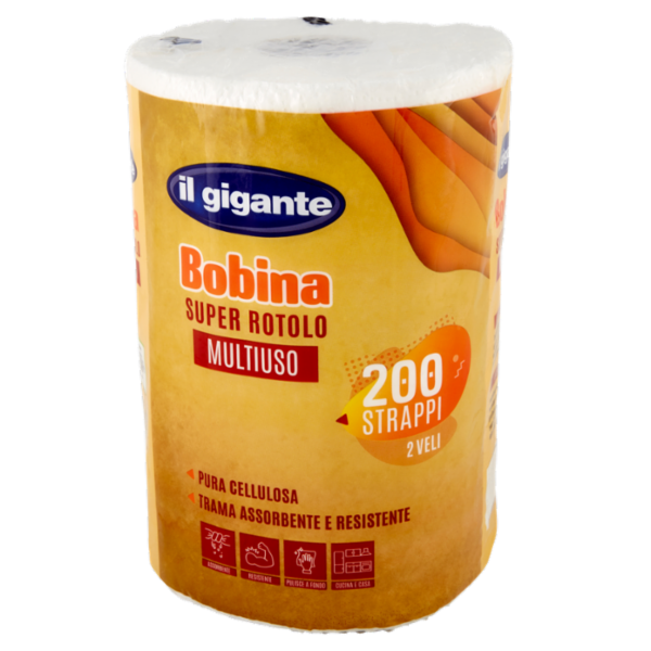 IL GIGANTE Bobina Super Rotolo Multiuso 200 Strappi 2 Veli
