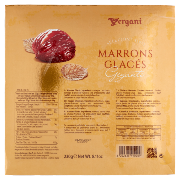 Vergani Selezione Oro Marrons Glacés Giganti 230 g