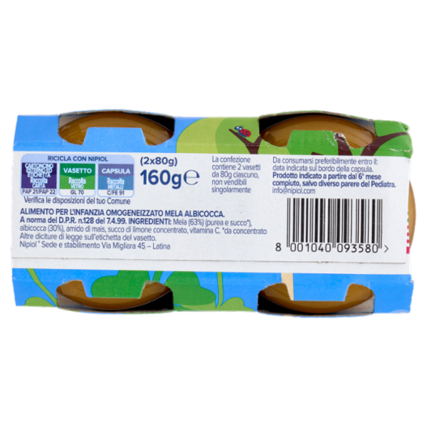 nipiol mela albicocca omogeneizzato 2 x 80 g