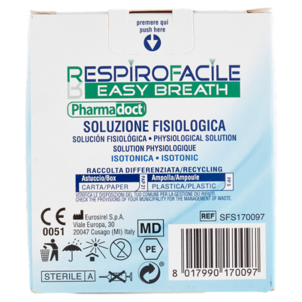 Pharmadoct Respirofacile Soluzione Fisiologica Ampolle Sterili 20 x 5 ml
