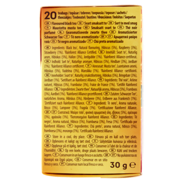 Lipton Frutti Rossi Tè Nero con Fragole 20 Pyramid Teabags 30 g