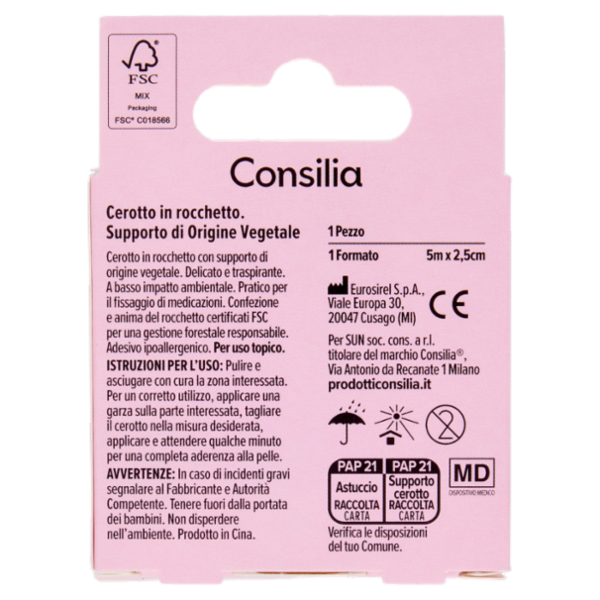 Consilia Cerotto in Tnt Bianco in Rocchetto 5mx2,5cm