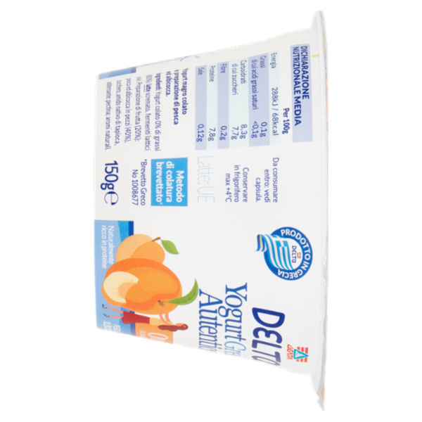 Delta Yogurt Greco Autentico 0% di Grassi Pesca ed Albicocca 150 g