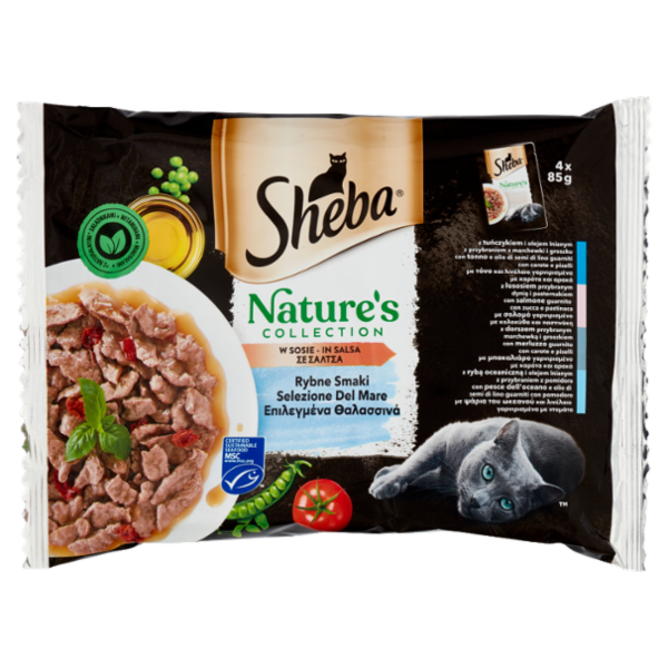 Sheba Nature's Collection Cibo Umido Gatto Selezione del Mare in Salsa 4 bustine da 85g