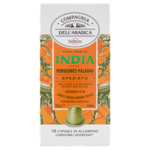 Compagnia Dell'Arabica Puro Arabica India Caffè Monsooned Malabar 10 Capsule Compatibili 52 g