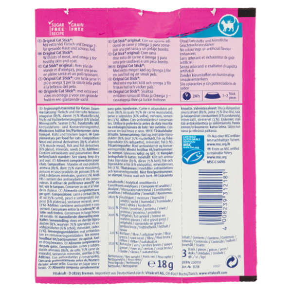 Vitakraft CatStick healthy Platessa & Omega 3 3 Sticks 18 g