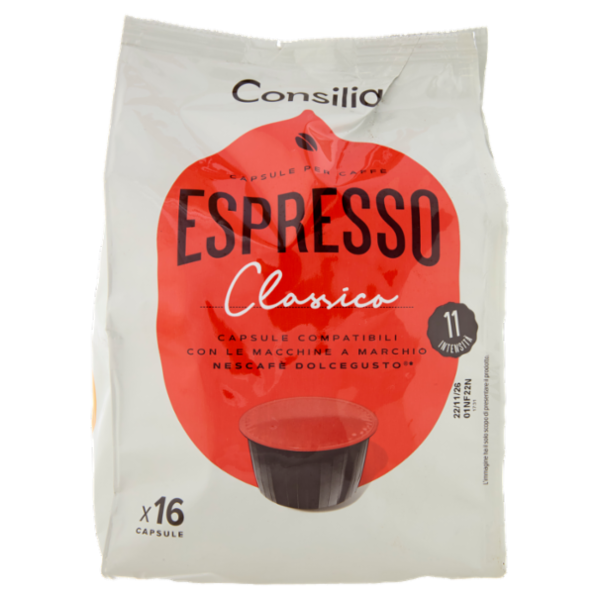 Consilia Caffè in Capsule Espresso Classico Compatibili Dolce Gusto 16 pezzi