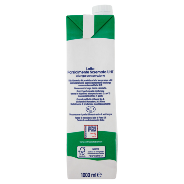 Centrale del Latte di Roma Latte UHT a Lunga Conservazione Parzialmente Scremato 1000 ml