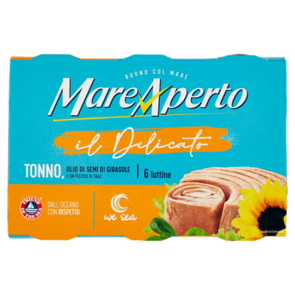 Mare Aperto il Delicato Tonno, Olio di Semi di Girasole e un Pizzico di Sale 6 x 70 g