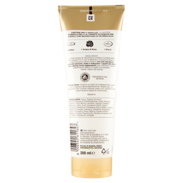 Pantene Balsamo Miracles Spessi & Voluminosi con Biotina + Acqua di Rosa 200 ml