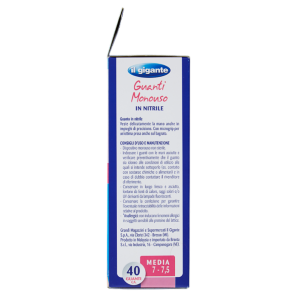 IL GIGANTE Guanti Monouso in Nitrile Media 7 - 7,5 40 Guanti