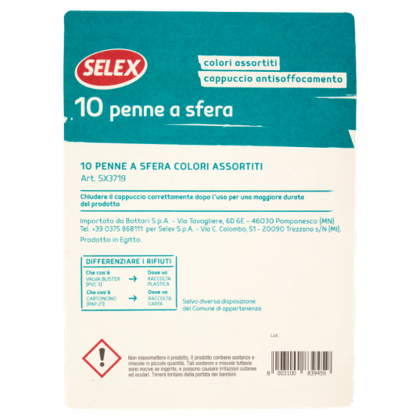 Selex Penna a Sfera Colori Assortiti 10 pezzi