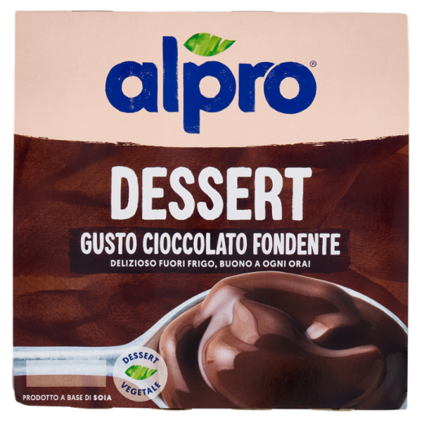 ALPRO Dessert 100% Vegetale Gusto Cioccolato Fondente, Senza Lattosio, Povero di Grassi, 4X125g