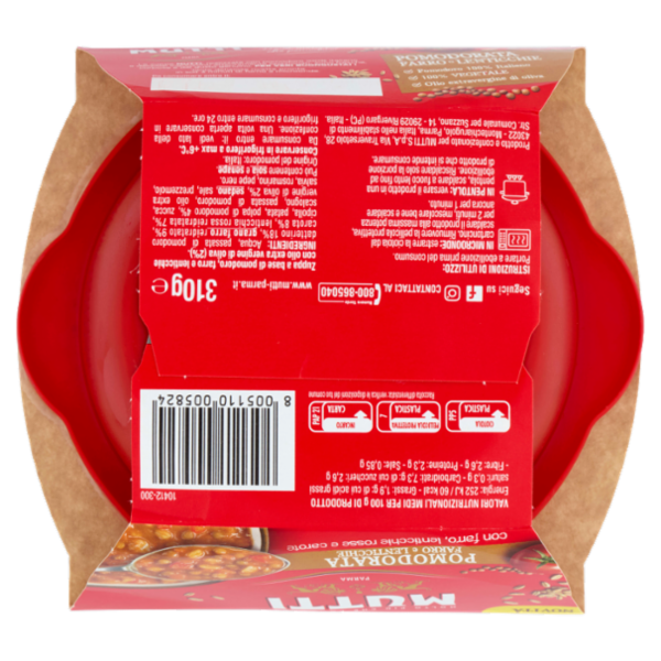 Mutti Pomodorata Farro e Lenticchie con farro, lenticchie rosse e carote 310 g