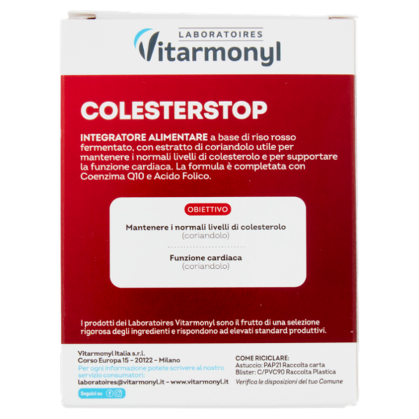 Laboratoires Vitarmonyl Colester Stop Controllo del colesterolo 20 Capsule 7,3 g