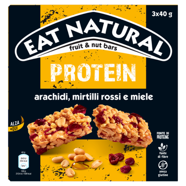 Eat Natural barretta Protein arachidi, mirtilli rossi e miele 3 x 40 g