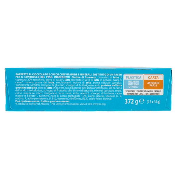 Pesoforma Cioccolato Cuore Cocco, sostitutivo del pasto ricco di fibre, 237 kcal per pasto, 12 x 31g