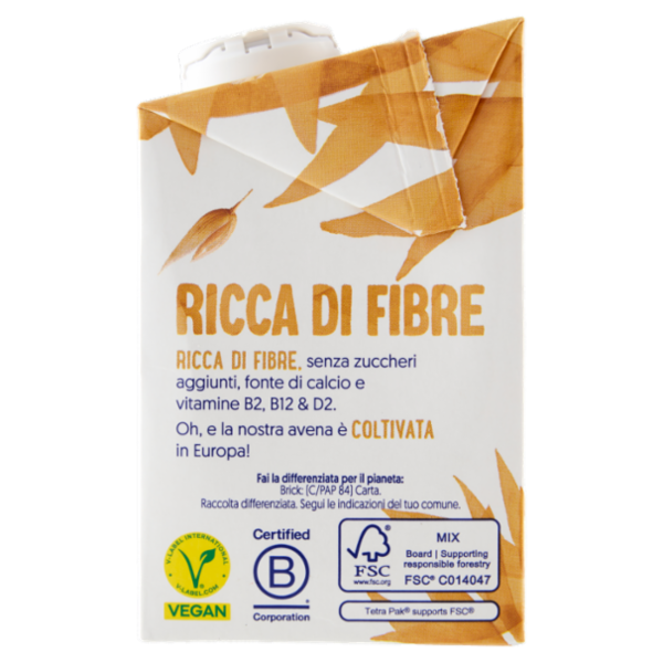 Alpro Classico Avena, Bevanda 100% Vegetale, Basso Contenuto di grassi, Senza Lattosio, 500ml