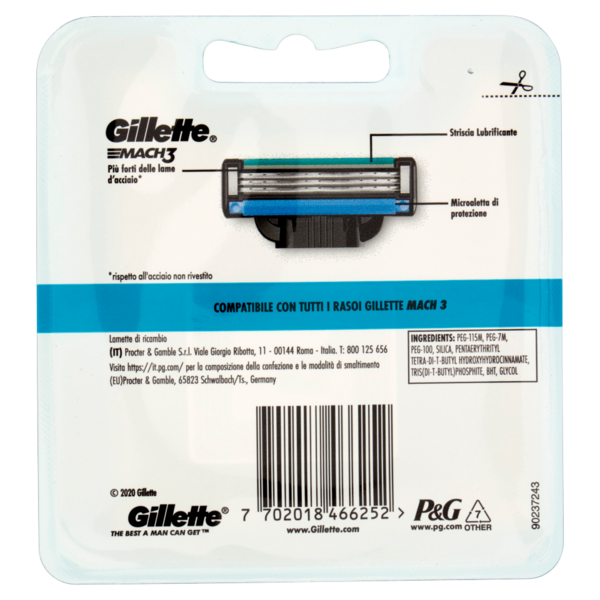 Gillette Lamette di Ricambio per Rasoio da Uomo Mach3, 5 Ricariche