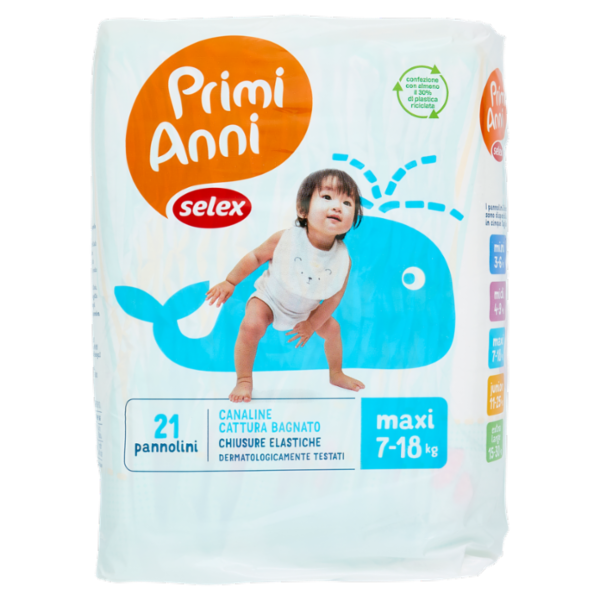 Selex Primi Anni Pannolini per Bambini Maxi 7-18 kg 21 pezzi