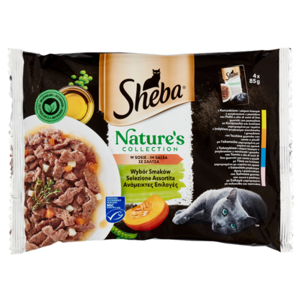 Sheba Nature's Collection Cibo Umido Gatto Selezione Assortita in Salsa 4 bustine da 85g