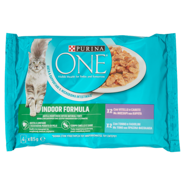 PURINA ONE Single Serve - Indoor Formula - Vitello e Tonno -  4x85g