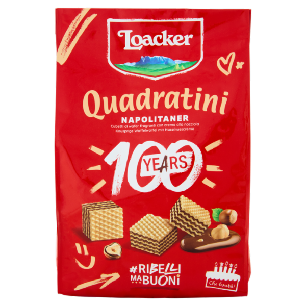 Loacker Quadratini Napolitaner Wafer con crema alle Nocciole 100% Italiane Wafers 250 g