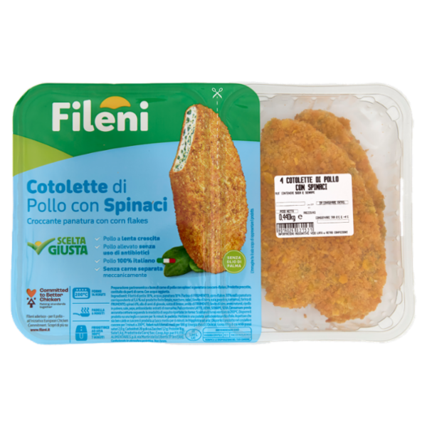 Fileni Cotolette di Pollo con Spinaci 0,440 kg