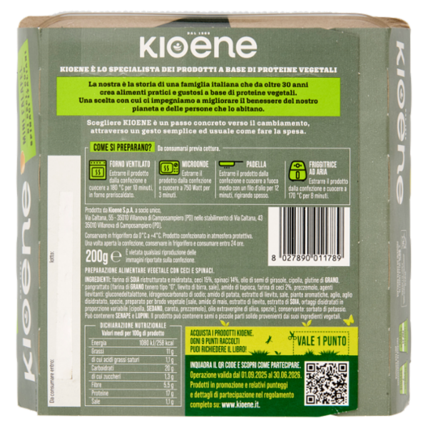 Kioene Mini Falafel di Ceci, con Spinaci Italiani 200 g