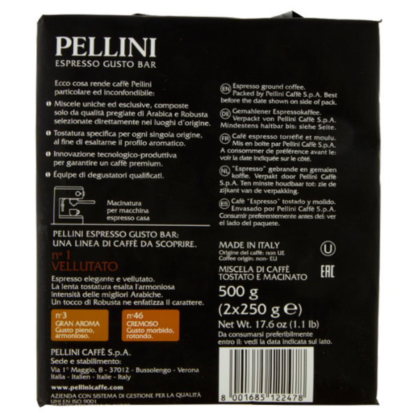 Pellini Espresso Gusto Bar n°1 Vellutato 2 x 250 g
