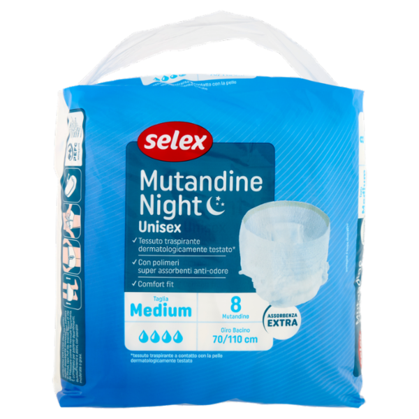 Selex Mutandine Night Unisex Assorbenza Extra Taglia Medium 8 pezzi