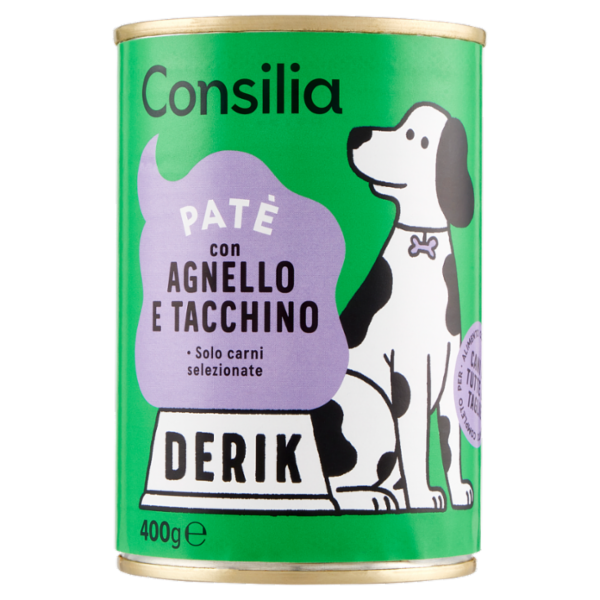 Consilia Derik Paté per Cane con Agnello e Tacchino 400 g