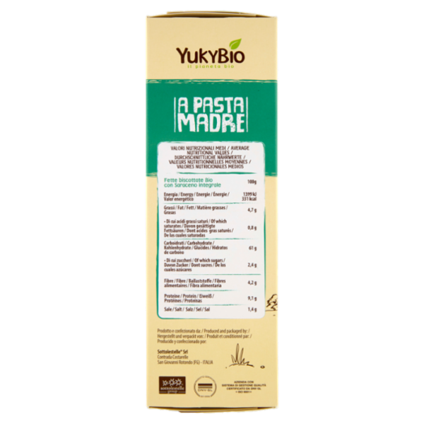 YukyBio A Pasta Madre Fette Biscottate Bio con Saraceno Integrale 2 x 85 g