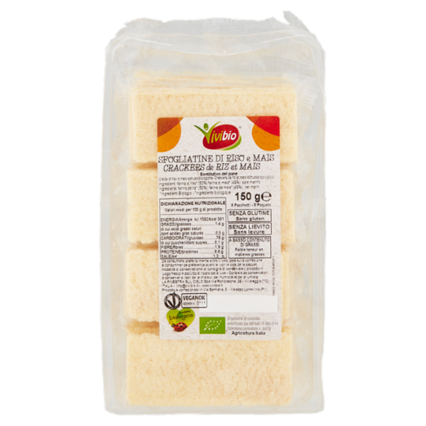 Vivibio Sfogliatine di Riso e Mais 8 Pacchetti 150 g
